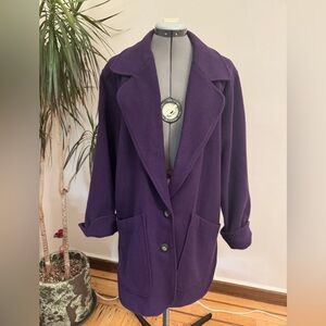 Vintage Crocodile Deep Purple Oversized Wool Coat